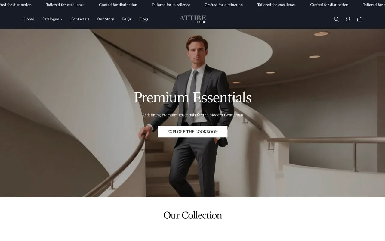 Attire Code Shopify storefront