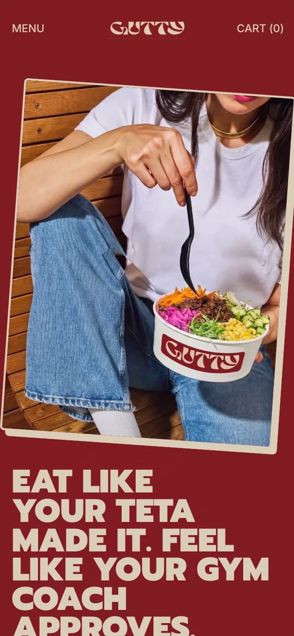 Gutty Food Shopify storefront on mobile