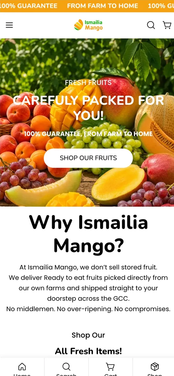 Ismailia Mango Shopify storefront on mobile