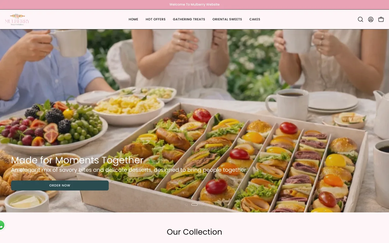 Mulberry Brunch & Bakery Shopify storefront