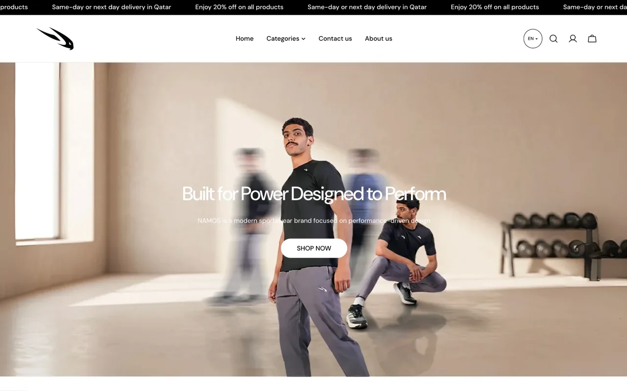 Namos Shopify storefront