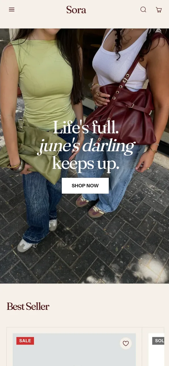 Sora Shopify storefront on mobile