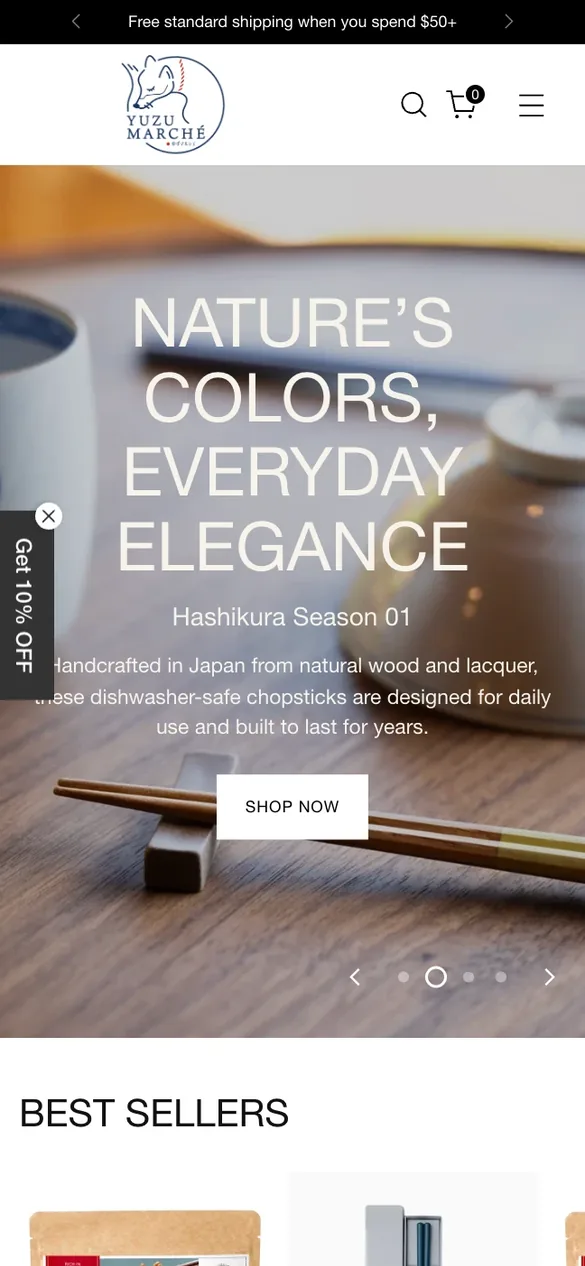 Yuzu Marché Shopify storefront on mobile